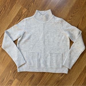 Marled Knit Mock neck Oatmeal Sweater with Front Pockets XS
